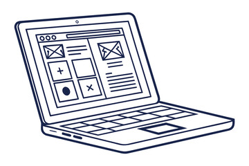 Laptop displaying a website design mockup.