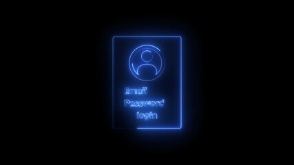 Wall Mural - Simple login interface design with icon email and password fields and login button neon bright magenta red color animation. black background 4k video.
