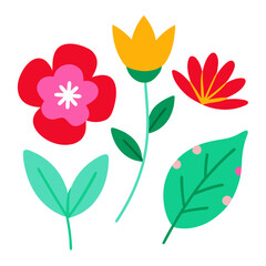 Vector Flower and Leaf Set – Perfect for DIY Designs .Adobe Illustrator Artwork