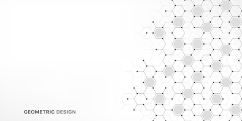 Wall Mural - Graphic design element with abstract geometric background of simple hexagon pattern