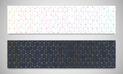 Wall Mural - Abstract geometric background with hexagons shape pattern for banner or website header template