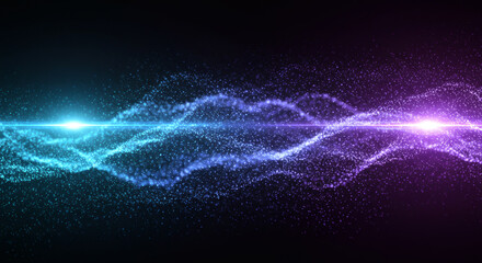 Abstract background. 3d illustration. Fractal graphics composition of dots, waves and rays of light