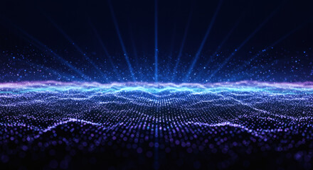 Abstract background. 3d illustration. Fractal graphics composition of dots, waves and rays of light