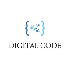 digital code logo design concept simple and creative