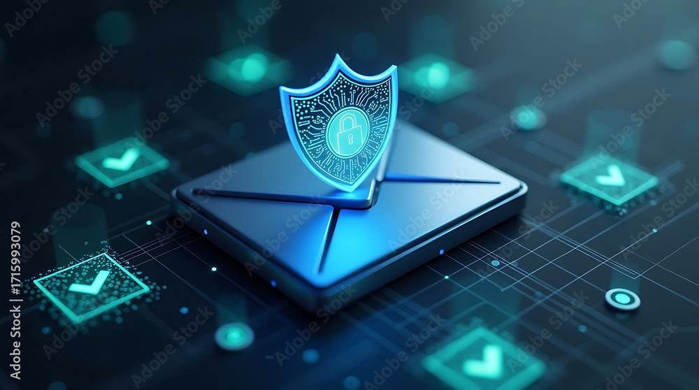 Digital Security Concept with a Lock Shield Icon on an Email Envelope ...