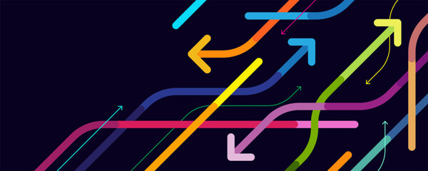 Wall Mural - Abstract colorful neon background with arrows design