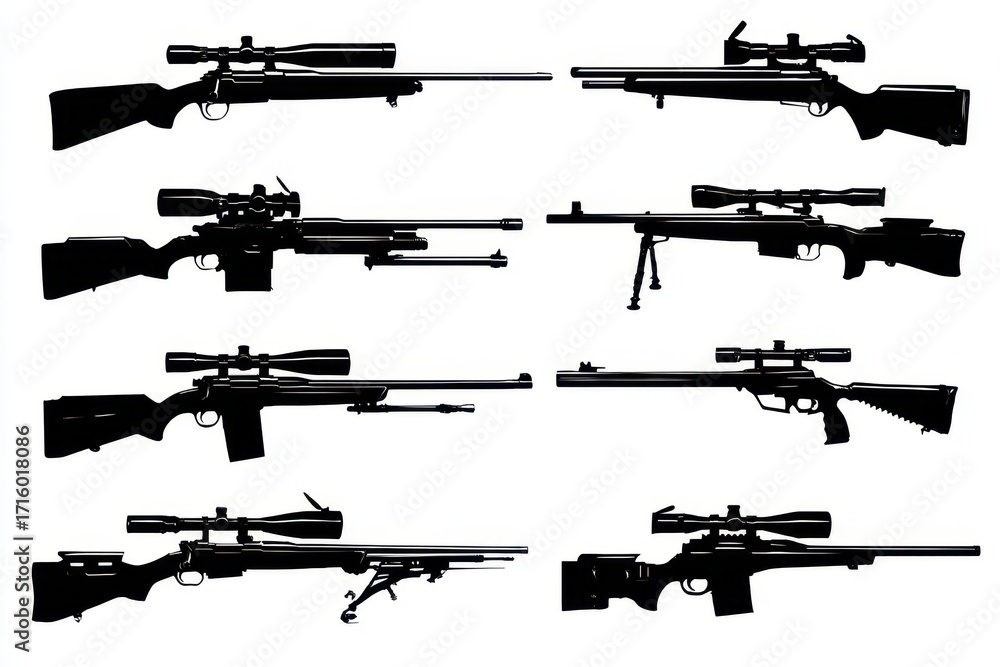 Stylized Hunting Rifle Outline - Part of Firearms Silhouette Ensemble ...