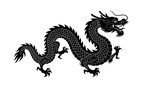 Chinese dragon silhouette black and white illustration