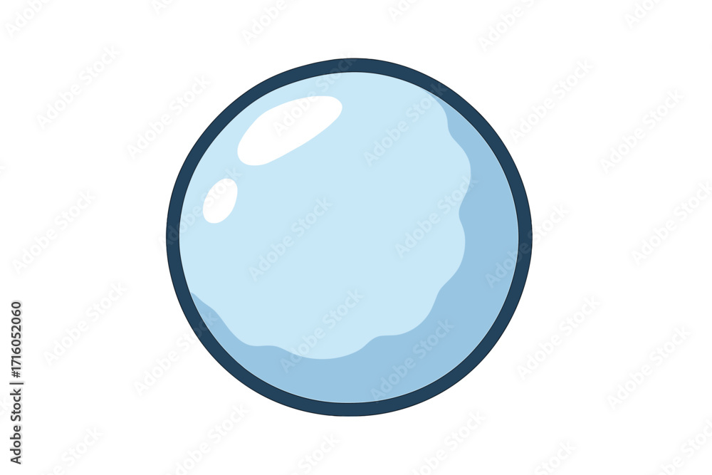Bubble vector illustration. Cartoon soap bubble icon. Shiny blue sphere isolated. Simple round shape for cleaning concept. Water drop or air bubble design element. Transparent.