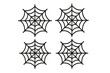 © MarioStudios - Spiderweb icon set. Cobweb symbol collection. Vector cartoon illustration for Halloween. Spooky scary graphic design element. Black linear spider web trap pictogram.