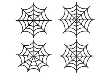 Spiderweb icon set. Cobweb symbol collection. Vector cartoon illustration for halloween. Spooky, creepy horror decoration element. Arachnid insect net trap nature concept.