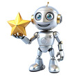 © Pngartist - Smiling Robot Mascot Holding Star Isolated On White Background