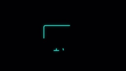 Neon Glowing Computer Monitor with Programming Code Symbol.