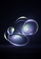 Wall Mural - Abstract glossy spheres floating gently in darkened atmosphere design