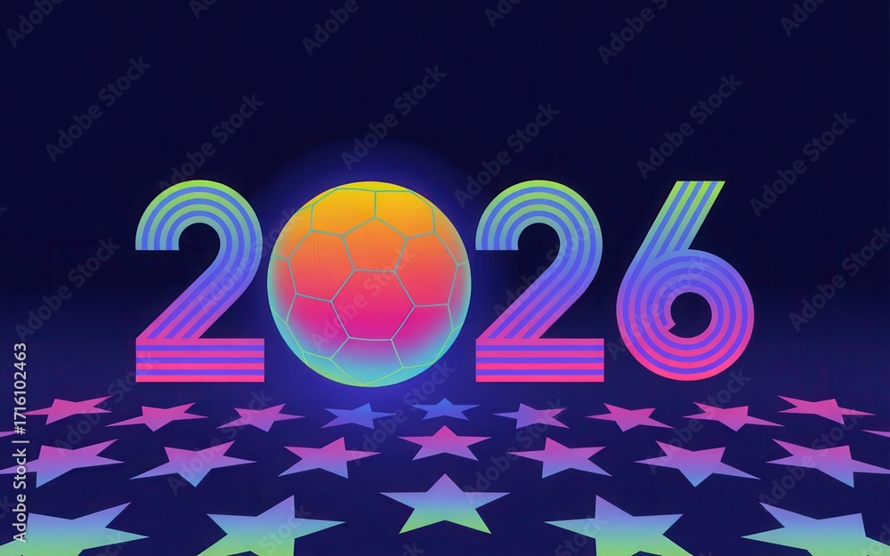 Dynamic 2026 World Cup Soccer Design With Vibrant Colors And Star 