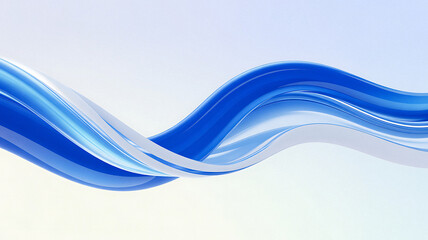 Canvas Print - Abstract flowing blue and white wave on a light background