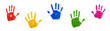 © Kristina - Vibrant, multicolored handprints arranged playfully and isolated on a transparent background (PNG); perfect for school projects, children’s activities, and creative educational designs