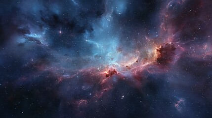 Wall Mural - Vast cosmic nebula with glowing gas clouds and star formations in deep space