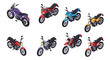 © Santiago - Isometric collection of colorful motorbikes in various models and angles