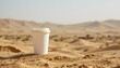 © Guy - Desert Coffee Escape: A solitary coffee cup stands boldly amidst the vast, undulating dunes of a desert landscape, offering a moment of refreshing contrast.