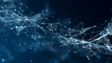 Abstract network connection glowing nodes and lines digital technology background