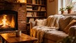 © ibhonk - Cozy living room scene with a warm fireplace, inviting couch, and a comforting atmosphere.