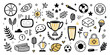 © Fripixday - Doodle collection of sports trophies awards celebrations and iconic sports equipment illustrations