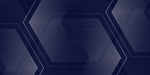 Wall Mural - Modern blue background blue andwhite gradation. Hexagon effec line illustrations simple art modern good soft