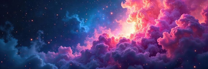 Wall Mural - vibrant, swirling nebulae of iridescent color explode across a dark, mystical canvas, creating a bre