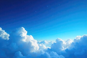 Wall Mural - vast expanse of deep blue sky subtly veiled by wispy, ethereal clouds; a dreamy, celestial scene per