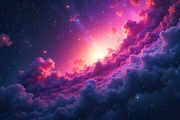 Wall Mural - Swirling Cosmic Nebula Vibrant Green Gas and Dust Clouds in Endless Space