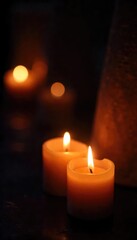 Wall Mural - warm, inviting glow of candlelight illuminating a dark background, creating a cozy and romantic ambi
