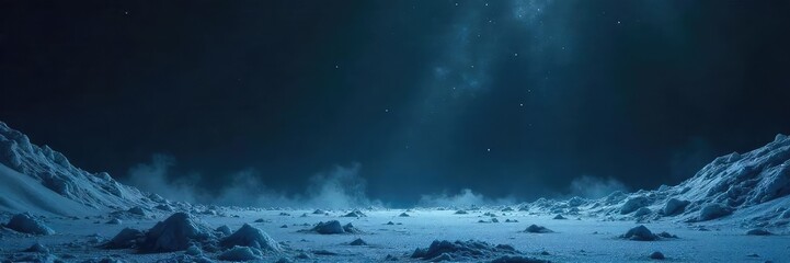 Wall Mural - A stark, minimalist image featuring a dark, shadowy background with icy, cold textures Perfect for projects needing a moody, chilling aesthetic , glacial, galaxy