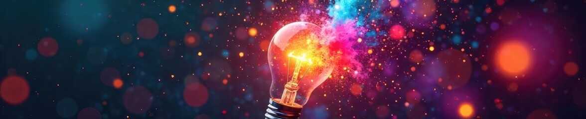 Wall Mural - a vibrant explosion of colorful light bulbs, radiating energy and innovative thinking perfect for co