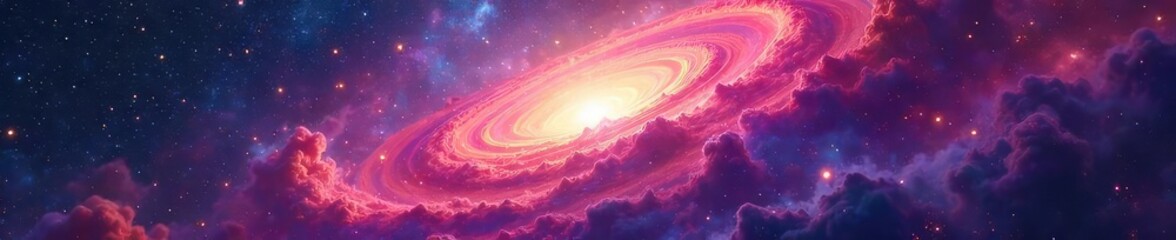 Wall Mural - Swirling nebulae in vibrant hues, cosmic dust and gas form abstract shapes, a celestial dance of light and shadow across the vast expanse of space , constellation, stars, vibrant