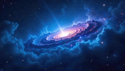 Wall Mural - vast expanse of ethereal blue nebula, cosmic dust and gas swirling in a mesmerizing celestial dance 