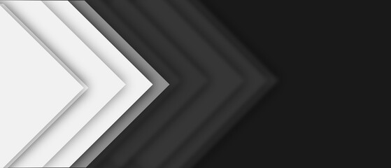 Wall Mural - black white geometric abstract background overlap layer on bright space