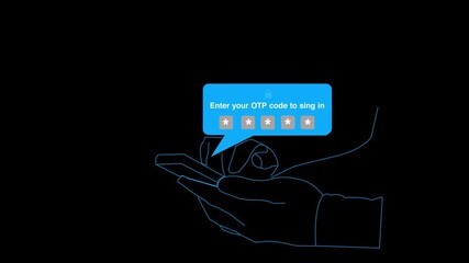 Hands touching and using smartphone with black screen and typing on smartphone to OTP code signing data security data leaks and unauthorised access concepts
