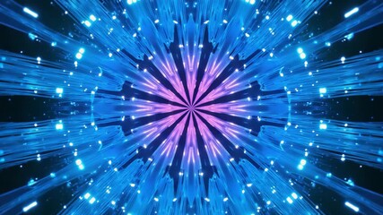 Wall Mural - Glowing fractal design of fiber optic particles in blue and purple shades