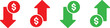 © CreatAr8 - Money increase and decrease icons. Low or high total cost icon. Price, sale, rate or profit going up or down symbol with arrow and dollar sign. Vector illustration.