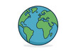 © Marie - Planet Earth vector cartoon illustration in flat design style. World globe icon for concepts like environment, ecology, nature, travel, global business and conservation.