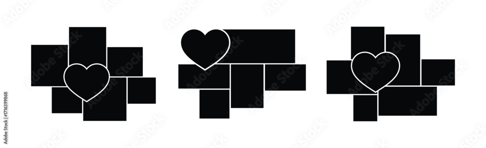 Set of rectangle and love collage for photo wall mood board template ...
