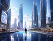 © Nayangkrik - Futuristic city scene with a lone figure