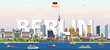 © brichuas - Berlin cityscape colorful vector illustration with a big city name on the background. Travel trendy poster