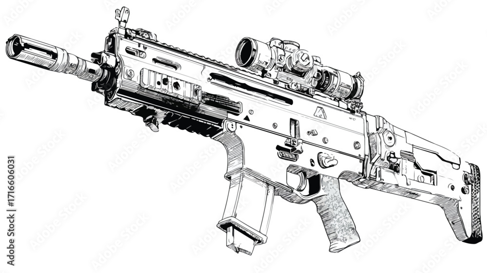 Adaptive Combat Rifle Gun for Shooting Continuance Stock Vector | Adobe ...
