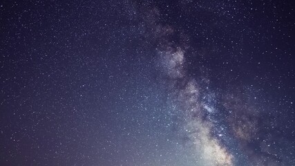 Wall Mural - Starry sky timelapse background. Beautiful night sky with Milky Way galaxy on dark sky.