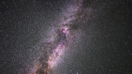 Wall Mural - Starry sky timelapse background. Beautiful night sky with Milky Way galaxy on dark sky.