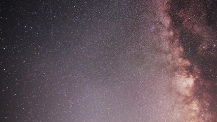 Wall Mural - Starry sky timelapse background. Beautiful night sky with Milky Way galaxy on dark sky.