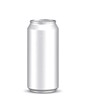 © Njogo - A blank, metallic aluminum beverage can against a pure white background, showcasing a smooth surface and subtle water droplets.