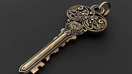 Wall Mural - A single key on a dark background, perfect for illustration or design